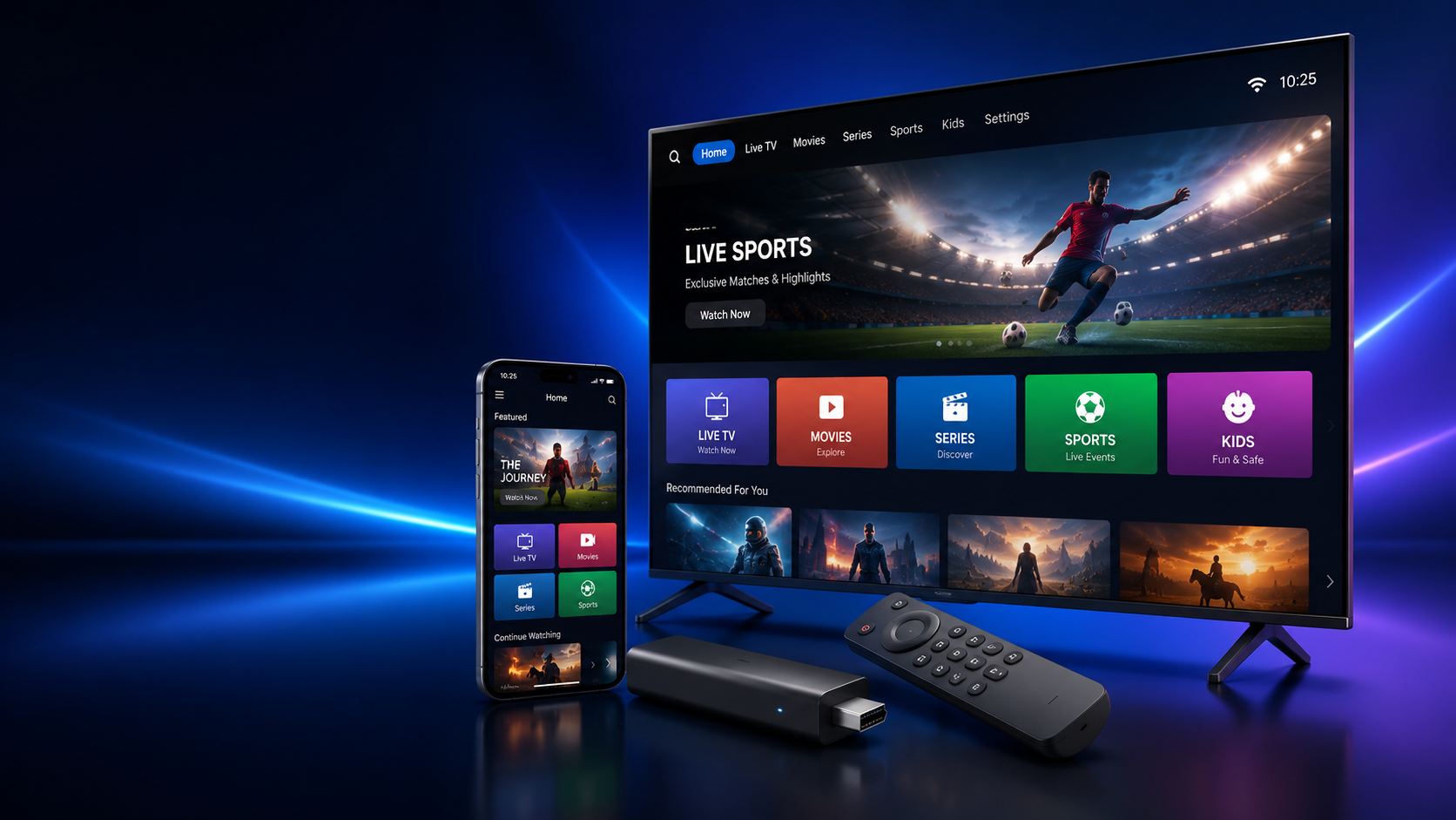 Grade de canais e streamings em vários dispositivos